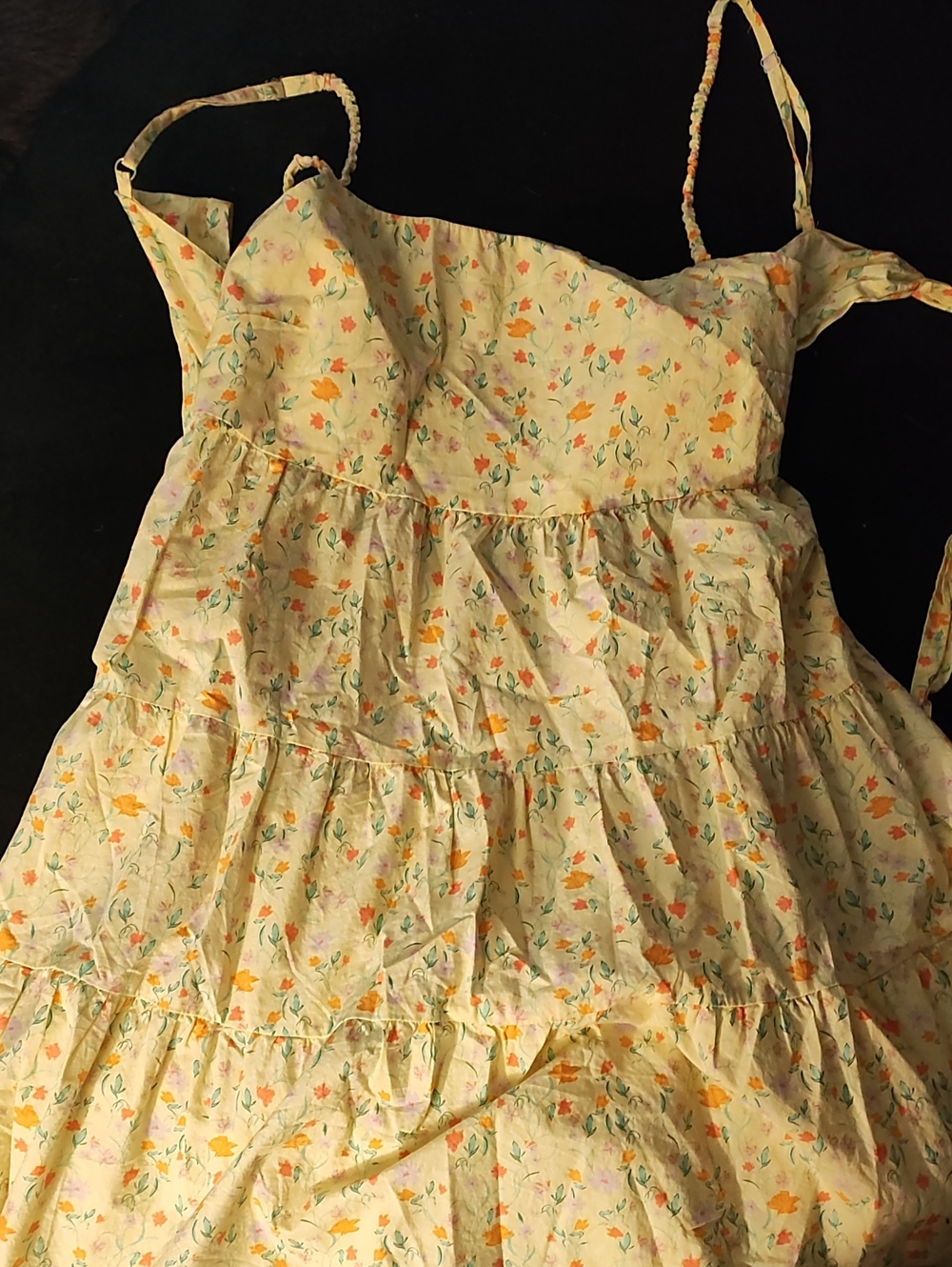wild fable Yellow Floral Tiered Sundress with Spaghetti Straps